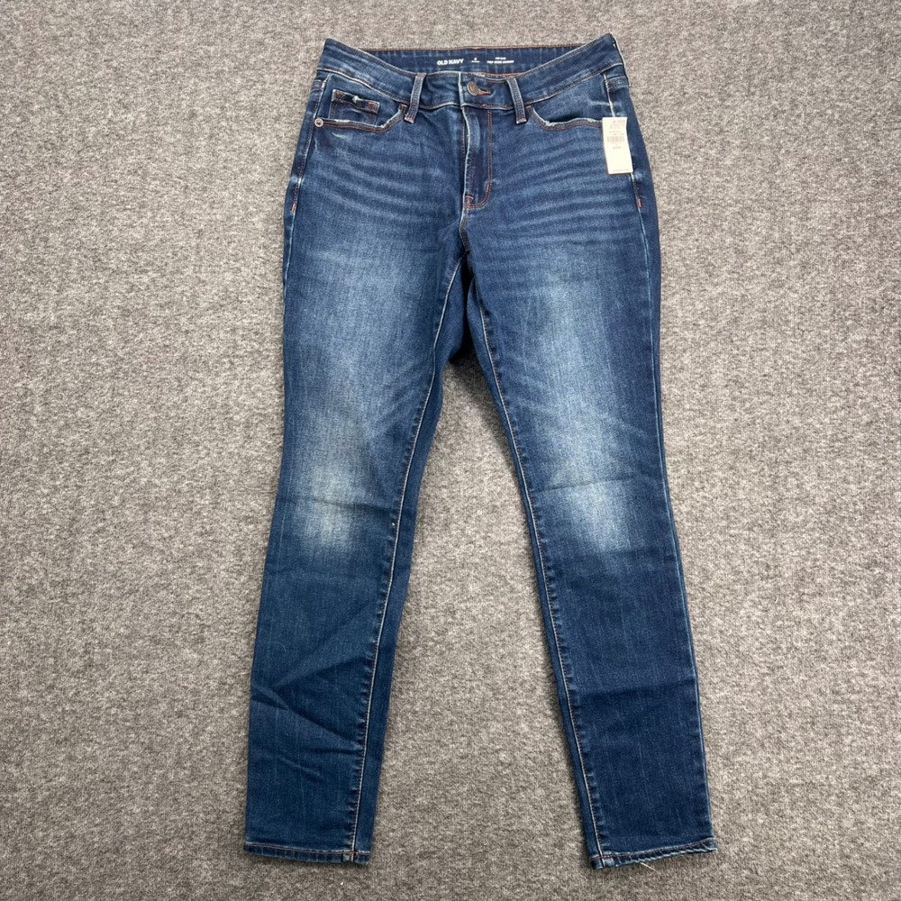 Old Navy Pop Icon Skinny Jeans Womens 4 Short Mid Rise Dark Wash Blue Denim